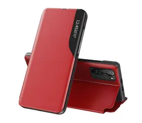 Hurtel Eco Leather View Case červená / Pouzdro / Xiaomi Redmi K40 Pro+/K40 Pro/K40/Poco F3