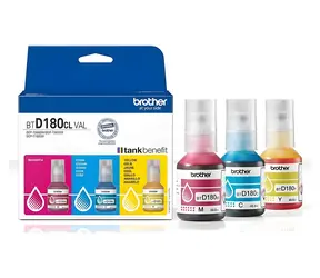 Brother BTD180CLVAL / Inkoustové lahvičky / Originální / CMY / 3 ks / DCP-T580DW, DCP-T583DW, DCP-T780DW