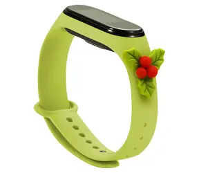 Hurtel Vánoční řemínek s jmelím pro Xiaomi Mi Band 5/6 zelená / Řemínek / silikonový / vánoční motiv