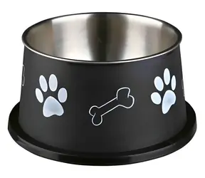 TRIXIE Miska nerez KOKR v plastovém obalu / Miska pro psy / Nerez / Gumové dno / 0,9 l / O 19 cm
