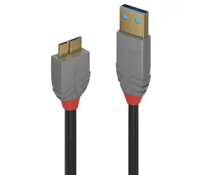 Lindy Anthra Line černá / Kabel USB / USB-A - Micro-USB B / 2 m / 5 Gbit/s