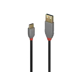 Lindy Anthra Line černá / Kabel USB / USB 2.0 Typ A - Typ C / M/M / 3 m / 480 Mbit/s