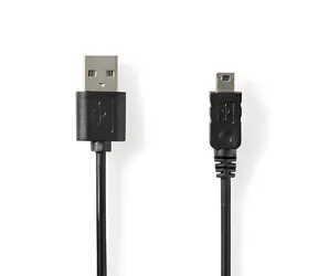 Nedis USB kabel USB-A - Mini 5-pin černá 2m / Kabel USB / USB-A - Mini 5-pin / 480 Mbps / Poniklované