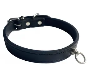 Huhubamboo Exclusive obojek černý M / Obojek pro psy / 16 mm x 26-32 cm / Hovězí kůže