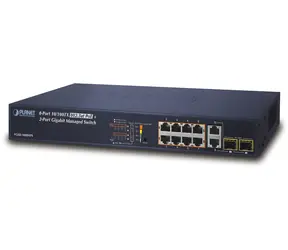 Planet FGSD-1008HPS / PoE switch / L2 / 8x 100Mb / 2x 1Gb SFP / 8x PoE 802.3at 125W