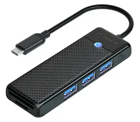 Orico PAPW3AT-C3 černá / USB hub / 3x USB-A 3.0 / čtečka microSD/SD karet / kabel 0,15 m