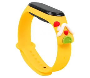 Hurtel Vánoční řemínek s domečkem pro Xiaomi Mi Band 3/4 žlutá / Řemínek / silikonový / vánoční motiv