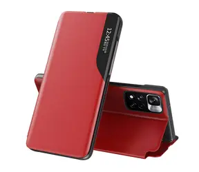 Hurtel Eco Leather View Case červená / Pouzdro pro POCO M4 Pro 5G / s klopou a stojánkem / ekokůže