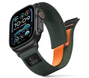 Tech-Protect Nylon Elite zelená/oranžová / Řemínek pro Apple Watch / 44/45/46/49 mm / Nylon
