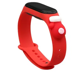 Hurtel Vánoční silikonový řemínek pro Xiaomi Mi Band 3 a 4 červená / Řemínek / Silikon / Vánoční motiv