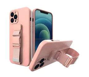 Hurtel silikonové pouzdro s poutkem pro Samsung Galaxy S21 FE růžová / Pouzdro / Silikon / Poutko na krk