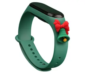Hurtel Strap Xmas tmavě zelená / Řemínek / Xiaomi Mi Band 3/4 / s rolničkou