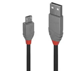 Lindy Anthra Line USB-A - Micro-USB B černá, šedá / USB kabel / USB 2.0 / 0,5 m / 480 Mbit/s