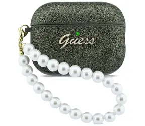 GUESS Glitter Pearl Strap Case černá/glitrová / Pouzdro / AirPods Pro 3