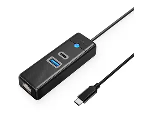 Orico PWCUR-C3 černá / USB Hub / USB-A 3.0 / USB-C 3.0 / RJ45 Gigabit Ethernet / kabel 1,8 m