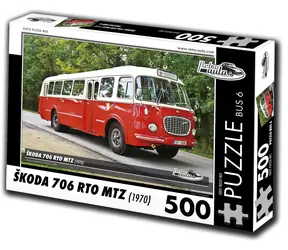RETRO-AUTA Puzzle BUS č.6 Škoda 706 RTO MTZ (1970) / 500 dílků / 48 × 36 cm