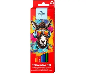 KOH-I-NOOR Trojhranné pastelky Triocolor 18 ks Osel / 17,5 cm / trojhranný tvar / nelámavá tuha