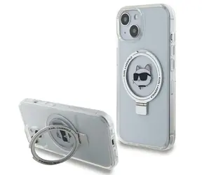 Karl Lagerfeld KLHMP15MHMRSCHH Ring Stand Choupette Head bílá / Kryt / Apple iPhone 15 Plus / MagSafe