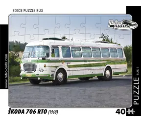 RETRO-AUTA Puzzle BUS č.1 Škoda 706 RTO (1968) / 40 dílků / 32 × 24 cm