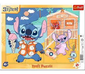 TREFL Puzzle Veselý Stitch / 25 dílků / nepravidelný tvar / 31,5 x 23,5 cm