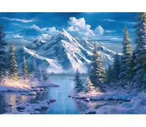 NORIMPEX Diamantové malování Řeka v horské dolině / 30x40 cm