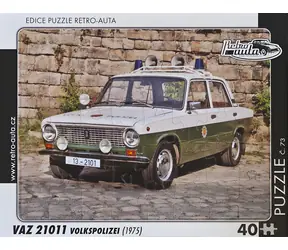RETRO-AUTA Puzzle č.73 VAZ 21011 Volkspolizei (1975) / 40 dílků / 32 × 24 cm