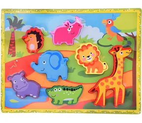JOKOMISIADA Dřevěná vkládačka Safari / Vkládačka / 7 dílků / 30x22,5 cm