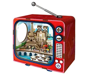 2KIDS TOYS 3D dřevěná skládačka Retro TV Paříž / 98 dílků / od 12 let / LED osvětlení