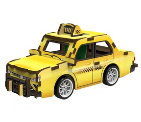2KIDS TOYS 3D dřevěná skládačka Taxi / od 6 let / na natažení / dřevo