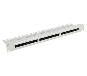 Lanberg Patch panel s policí šedý / Patch panel / 24 portů / RJ-45 / Cat.6 UTP / 1U / 19"