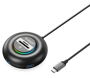 Orico YXR5-C3 černá / USB Hub / 4x USB-A 3.0 / RGB / čtečka SD a microSD / kabel 1,8 m