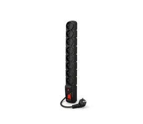 Acar S8 PRO černá / Prodlužovací kabel / 8 zásuvek / přepěťová ochrana / 3 m