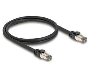 Delock RJ45 Cat.6A U/FTP černá / Síťový kabel / 1 m / nerezový vnitřní plášť / odolný proti vlhkosti a prachu