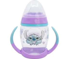 STOR Hrneček s oušky a silikonovým náustkem 270 ml Stitch / Dětský hrnek / Bez BPA / Silikonový náustek