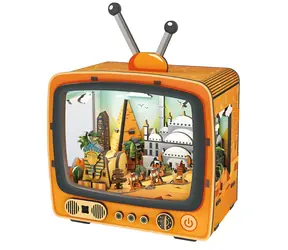 2KIDS TOYS 3D dřevěná skládačka Retro TV Pyramidy / 89 dílků / od 12 let / LED osvětlení