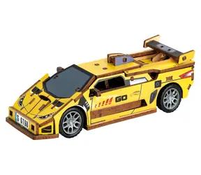 2KIDS TOYS 3D dřevěná skládačka Sportovní auto žluté / od 6 let