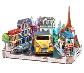 2KIDS TOYS 3D dřevěná skládačka Miniaturní scéna Evropské městečko / 3D skládačka / 200+ dílků / 14+
