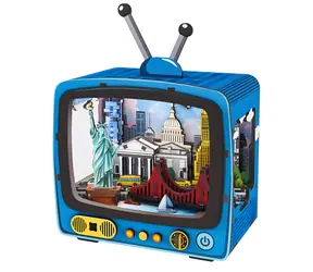 2KIDS TOYS 3D dřevěná skládačka Retro TV New York / 78 dílků / od 12 let / LED osvětlení