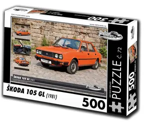 RETRO-AUTA Puzzle č. 72 Škoda 105 GL (1981) / 500 dílků / 48 × 36 cm