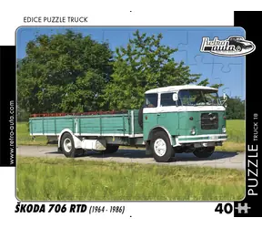 RETRO-AUTA Puzzle TRUCK č.18 Škoda 706 RTD / 1964-1986 / 40 dílků / 32 × 24 cm