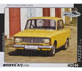 RETRO-AUTA Puzzle Moskvič 412 (1974) / 40 dílků / č.36 / 32 x 24 cm