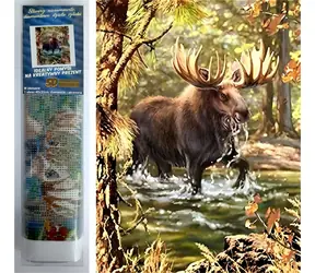 NORIMPEX Diamantové malování Los v řece / 30x40 cm
