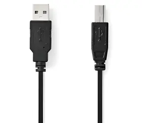 Nedis USB 2.0 kabel USB-A - USB-B černá 0,5 m / Kabel USB / 480 Mbps / 10 W / Poniklovaný