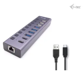 i-tec Charging Hub 9 Port LAN / USB hub / RJ-45 / USB-C / napájecí adaptér 60W