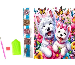 NORIMPEX Diamantové malování na plátně Veselí pejsci / 23x30 cm
