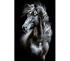 NORIMPEX Diamantové malování Černobílý kůň - kresba / 30x40 cm