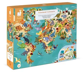 JANOD Vzdělávací puzzle Dinosauři / 200 dílků / 50 figurek / 99 x 69 cm
