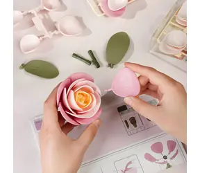 ROBOTIME 3D puzzle Rokr Floral Art Růžová kamélie / 37 dílků / Obtížnost 1/5