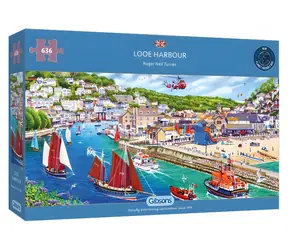 GIBSONS Panoramatické puzzle Přístav Looe, Cornwall / 636 dílků / 68,5 × 32 cm