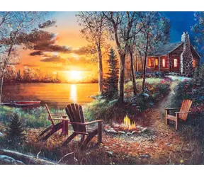 NORIMPEX Diamantové malování Dům u jezera / 30x40 cm